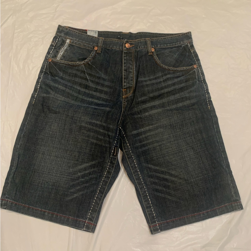 Parish Men's Denim Studded Medium Wash Men's Shorts 38 x 15 Button Fly